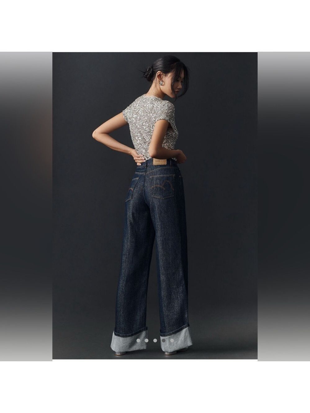 Farm Rio DENIM SHINE WIDE LEG PANTS - Picture 9 of 12